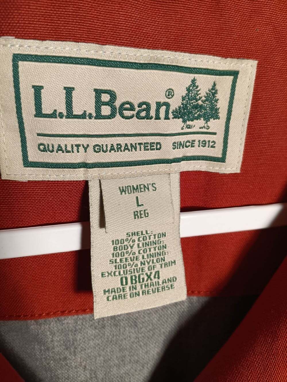 LL Bean Chore Jacket Size Large Red Canvas Barn Field Coat Corduroy Thinsulate - Picture 3 of 7